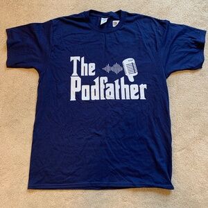 The Podfather Podcast Navy T-Shirt Size Large